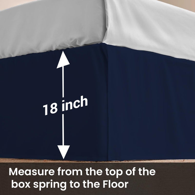 SGI Bedding 18 inch Drop Bed Skirt Queen Size - Platform Style with Secure Fit, Classic Tailored Look, Elegant Pleated Style Dust Ruffle, Split Corners, Wrinkle Resistant Microfiber - Navy Blue - Image 5